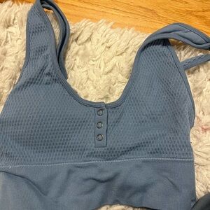 Aeropostale Slate Blue Textured Sports Bra